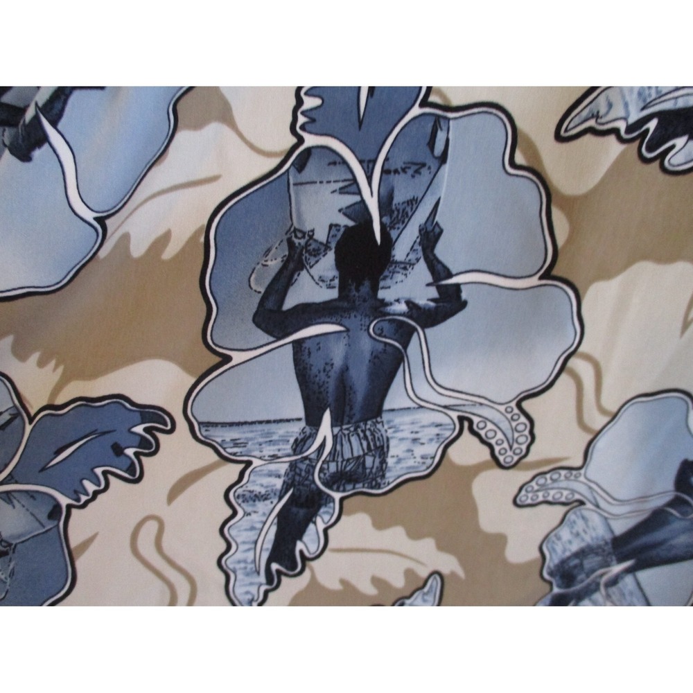 Hana Bay Hawaiian Aloha Shirt Size Large Floral Surfer Print Polyester